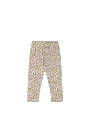 Pima Cotton Leggings - Alabaster Chrysanthamum