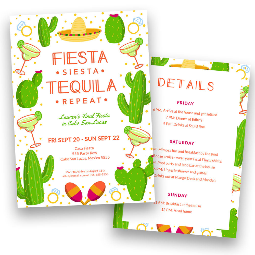 Final Fiesta Bachelorette Party Invitation Template Stag Hen