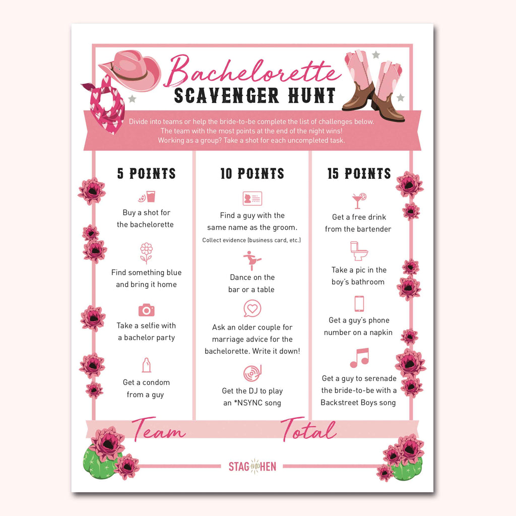 Nashville Printable Bachelorette Party Games Digital Pdf Download