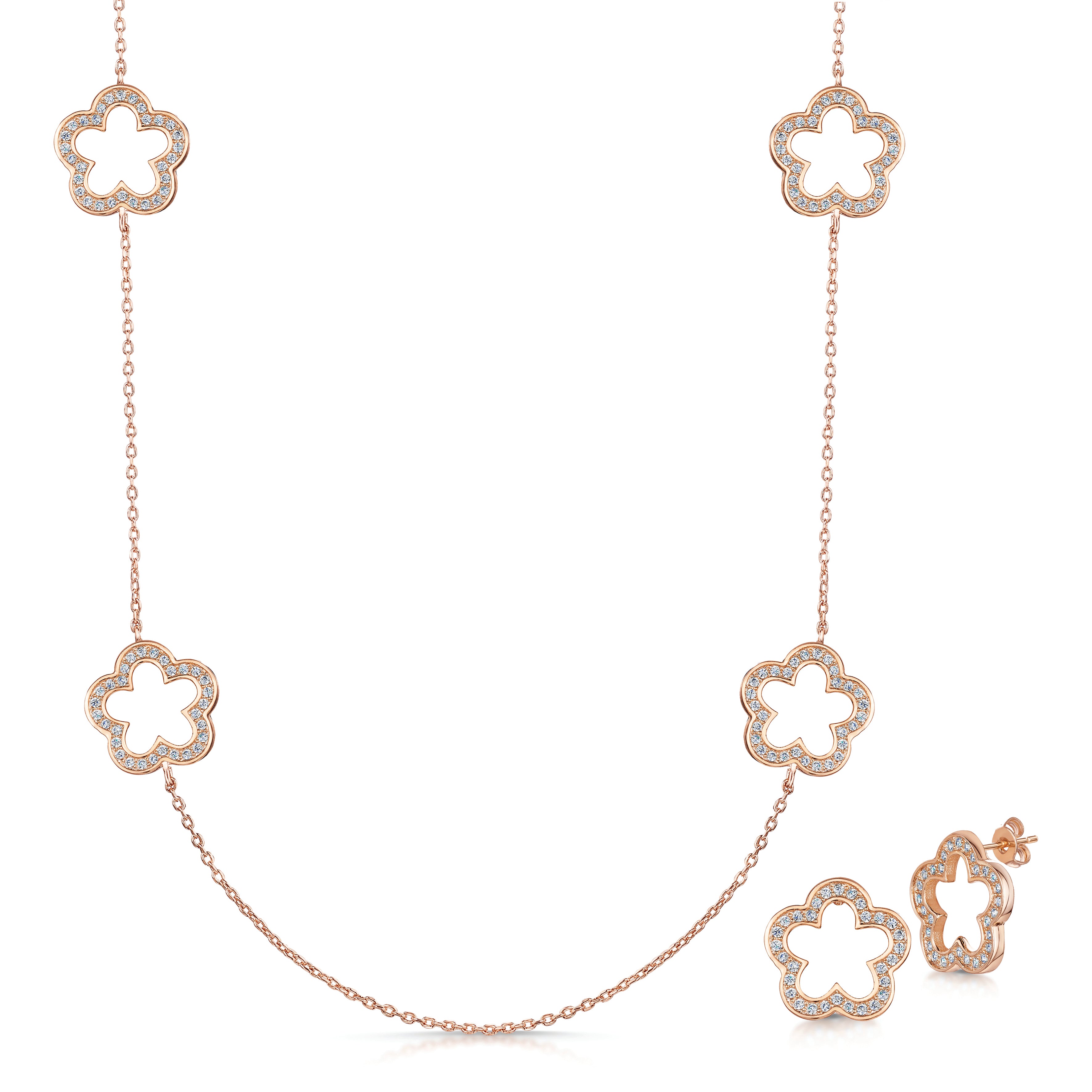 Zara Necklace And Earring Set Rose Gold Infinity Co Jewellery