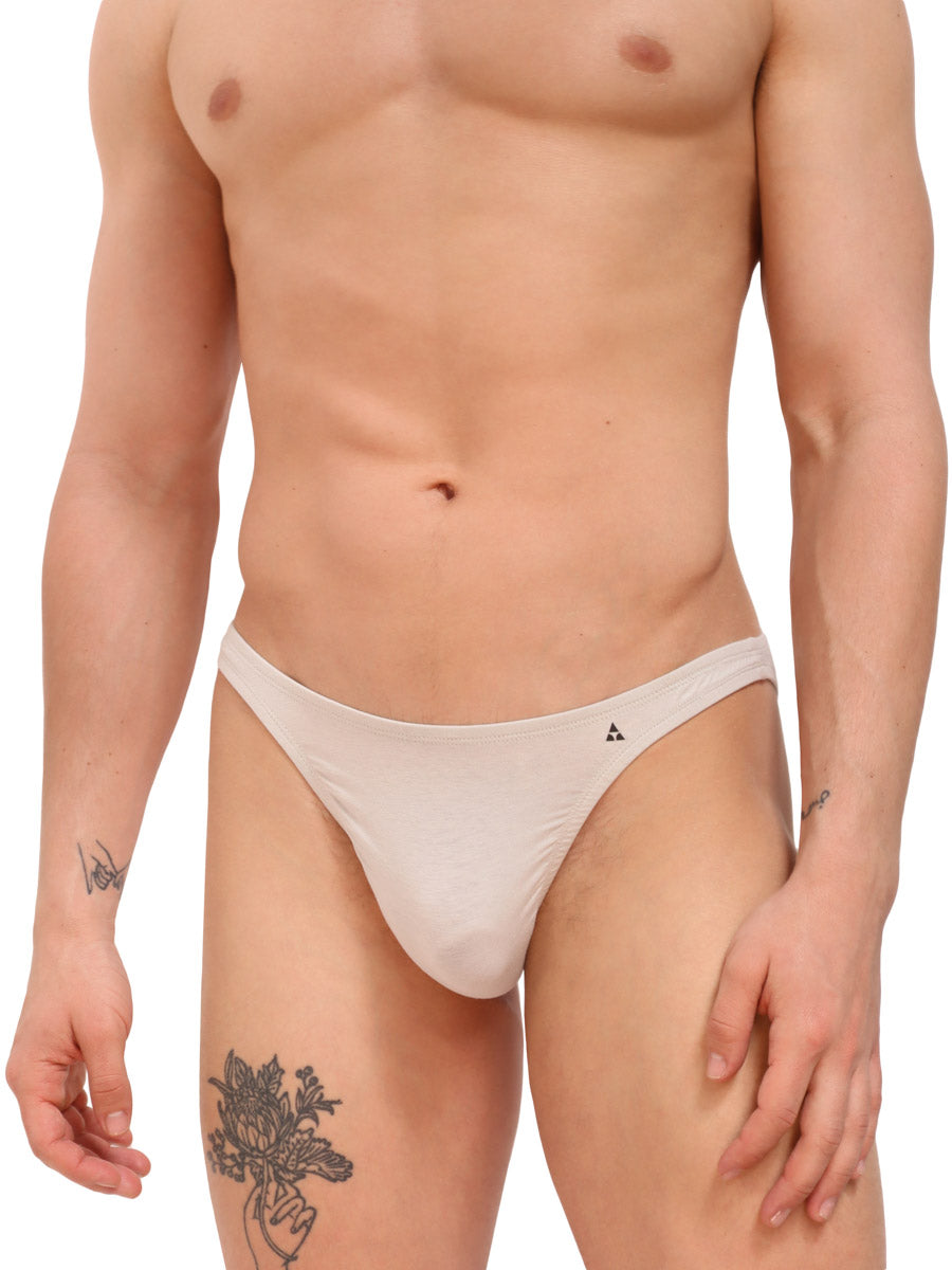 Men's Blue Organic Cotton Bound Thong- Eco-Friendly Thongs- Body Aware