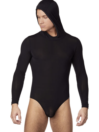 Men's Long Sleeve Bodysuit With Hood- Bodysuits & Leotards- Body Aware ...