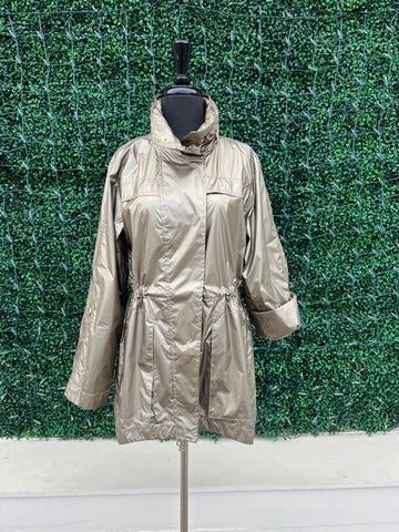 My Anorak Metallic water resistant rain jacket coat in gold or silver