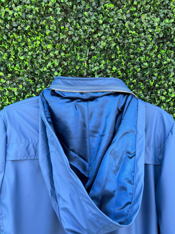 picture of hood inside ciao milano raincoat blue
