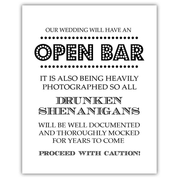Download Open bar sign - Wedding reception sign | Dazzling Daisies