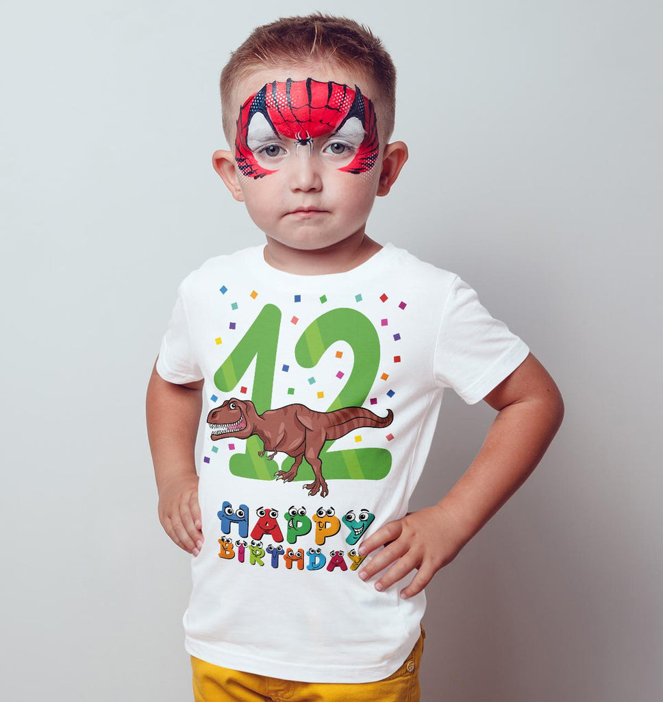 12th Happy Birthday Dinosaur Dino T Rex Funny Gift Predent Kids T Shirts Daataadirect