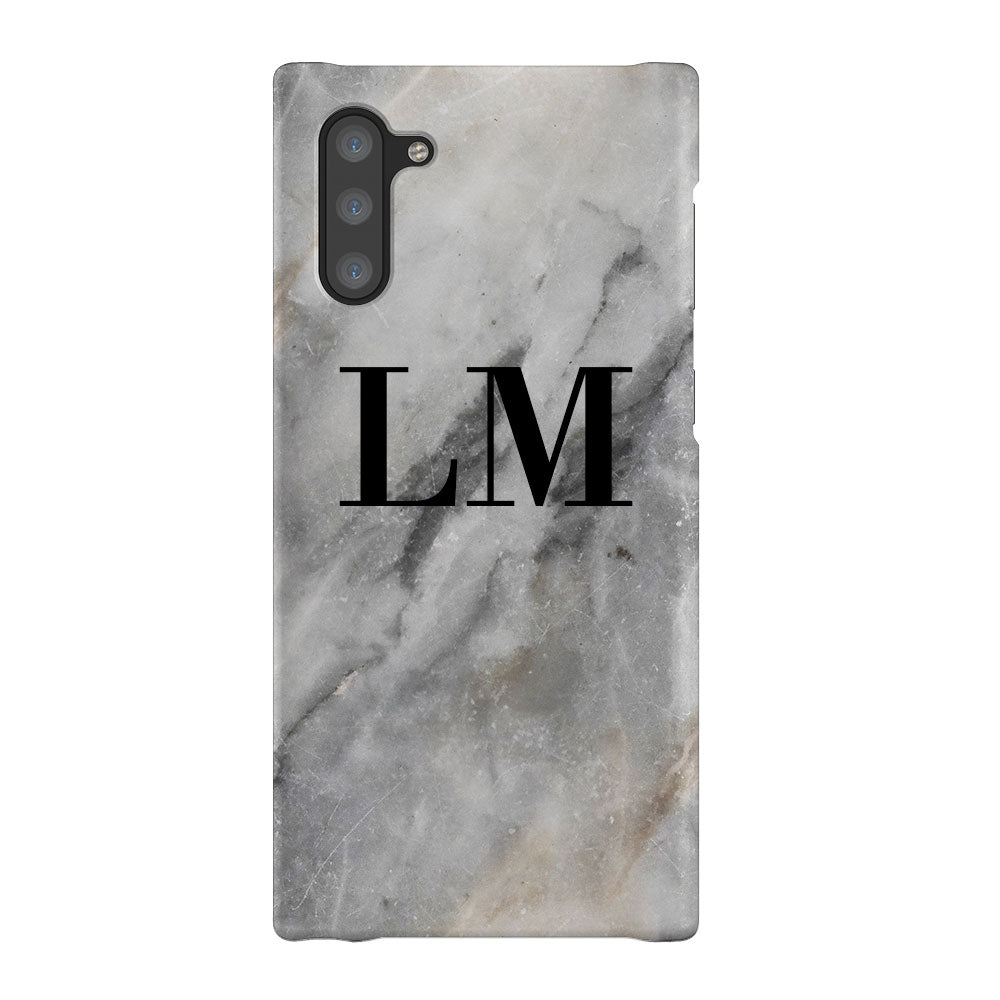 Personalised Grey Stone Marble Initials Samsung Galaxy Note 10 Case