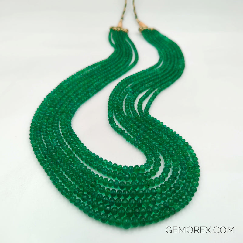 Emerald Smooth Roundel Beads 3.30-7.40mm