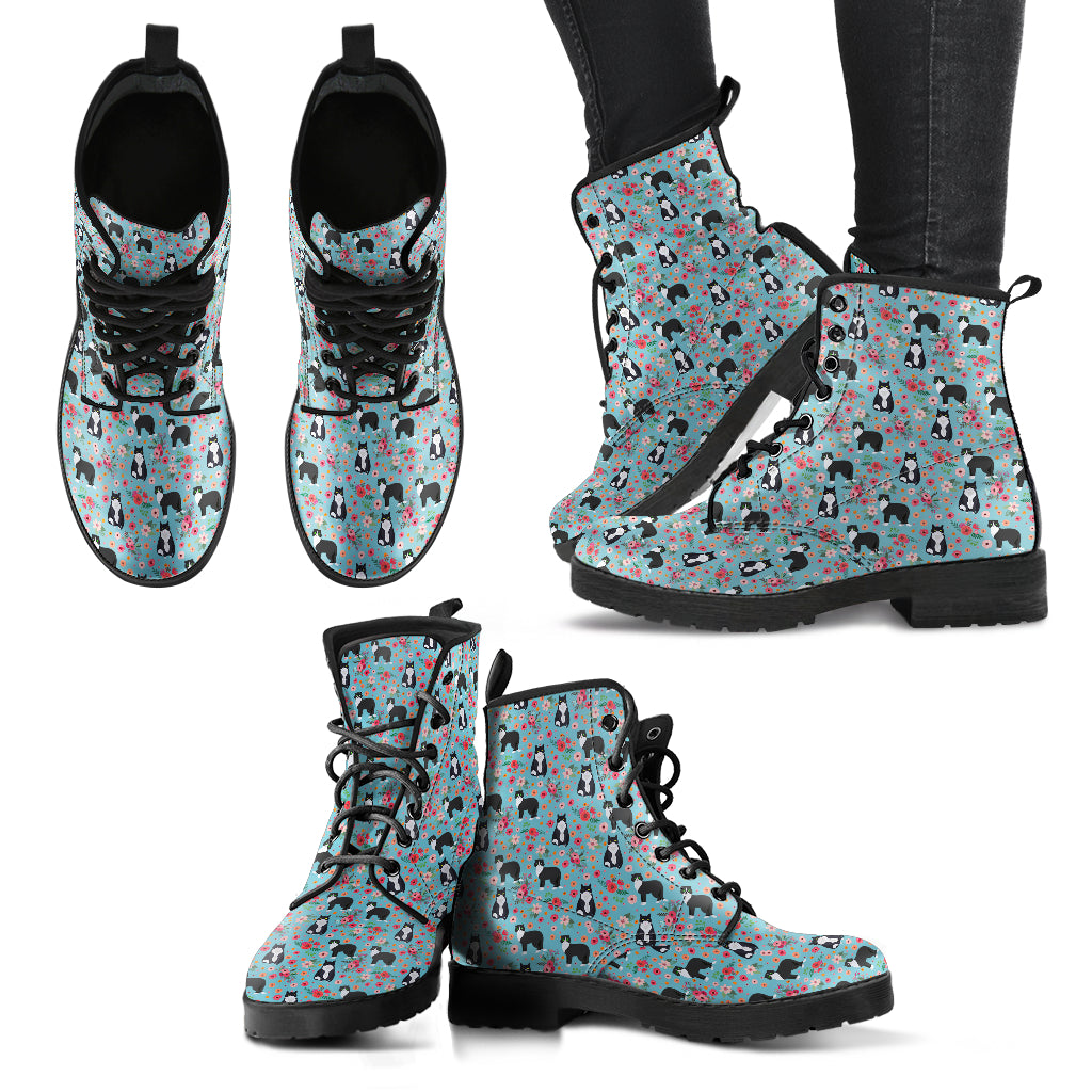 Black \u0026 White Cat Flower Boots – Groove 