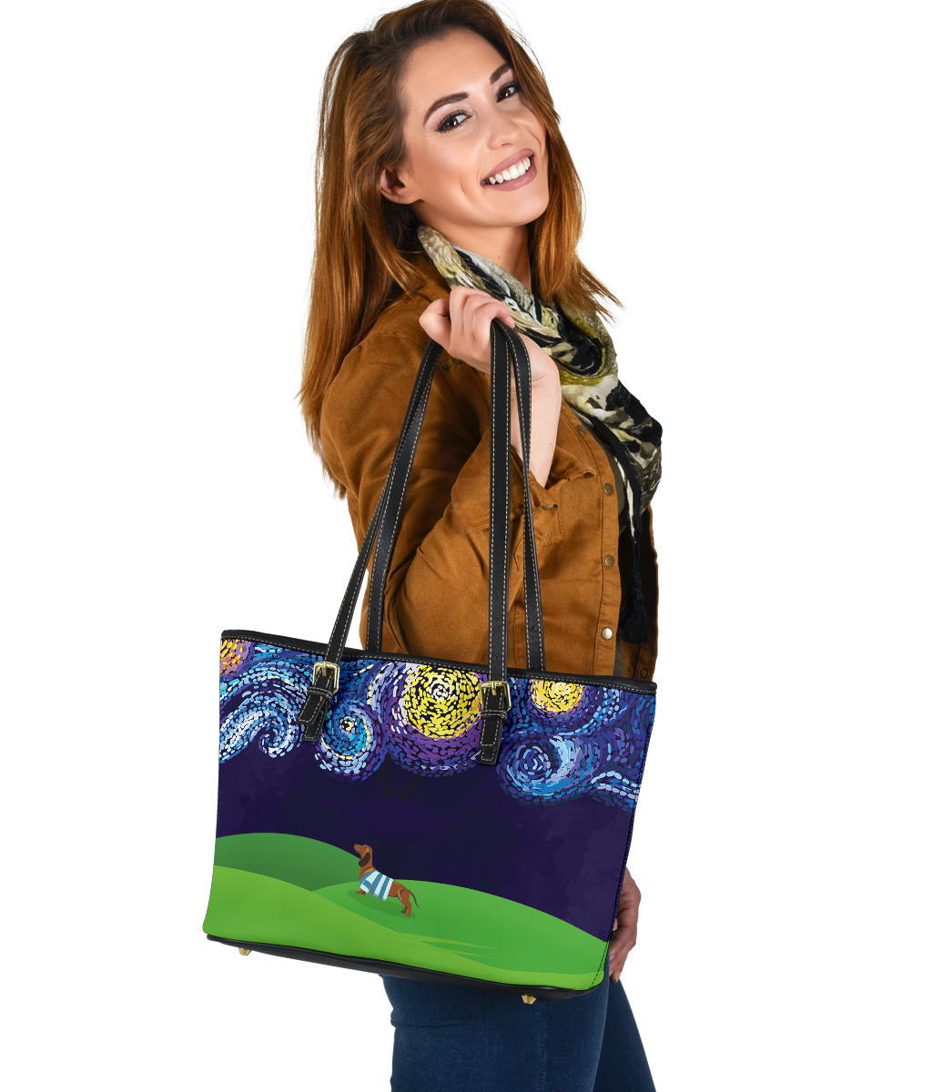 Starry Night Dachshund Tote Bag