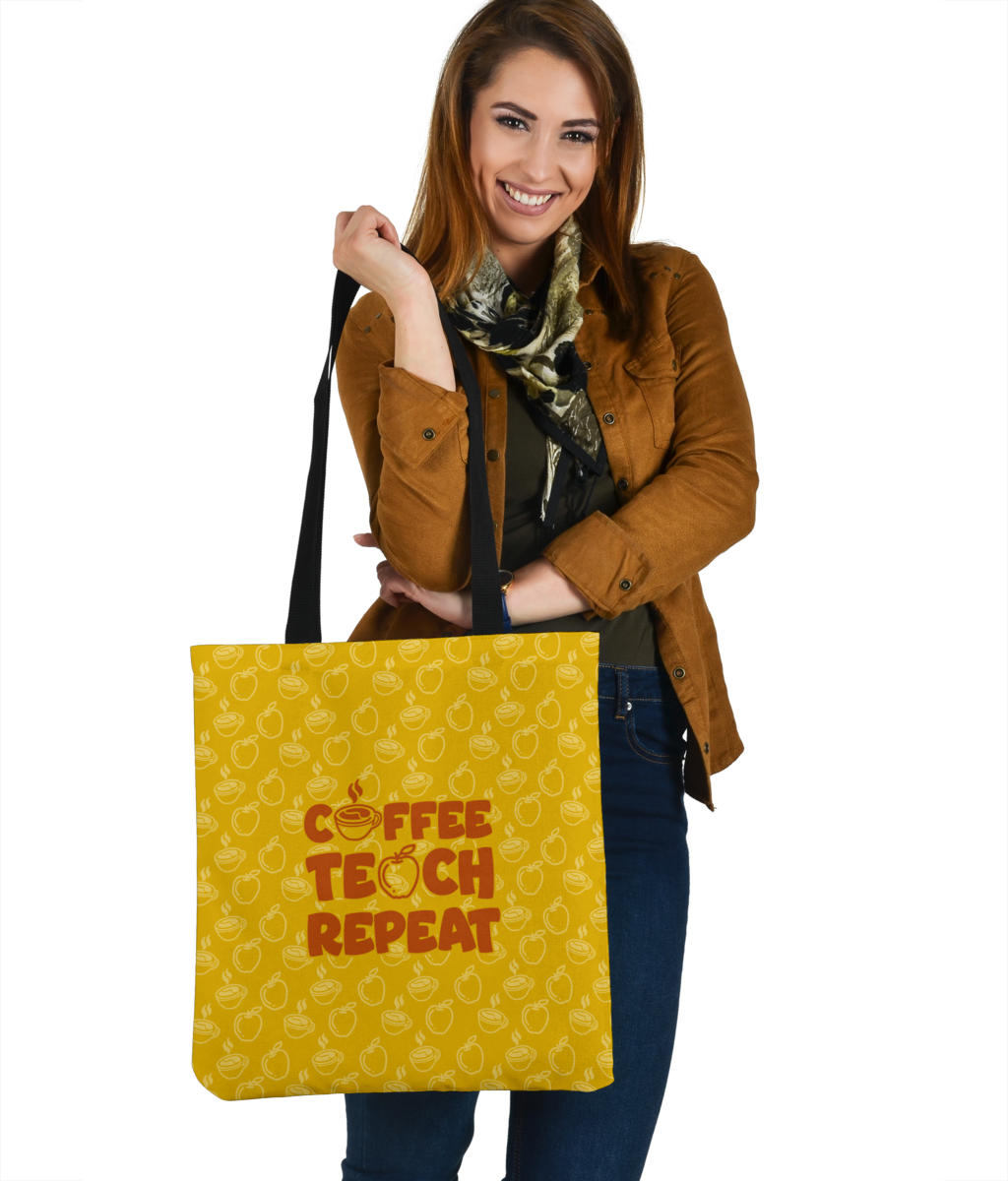 Coffee Teach Repeat Cloth Tote Bag