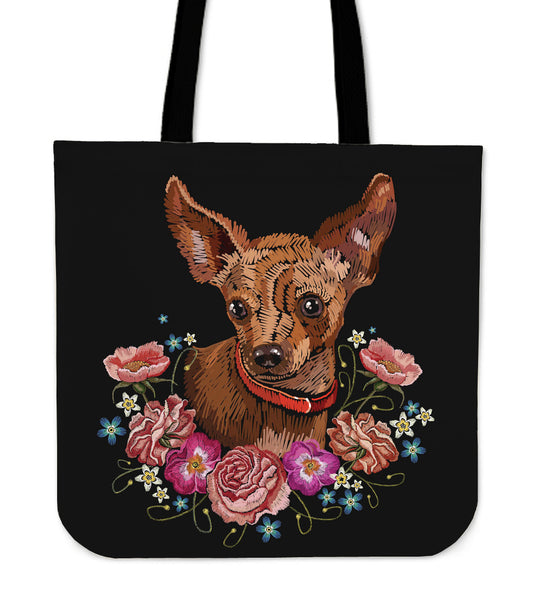 Embroidery Chihuahua Linen Tote Bag – Groove Bags
