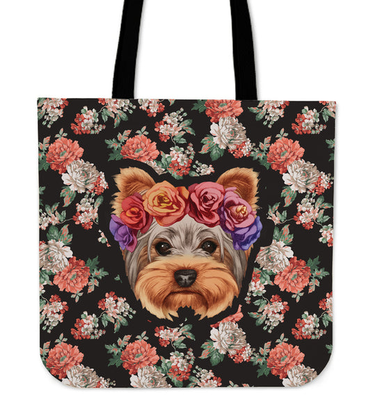 Floral Yorkie Linen Tote Bag – Groove Bags