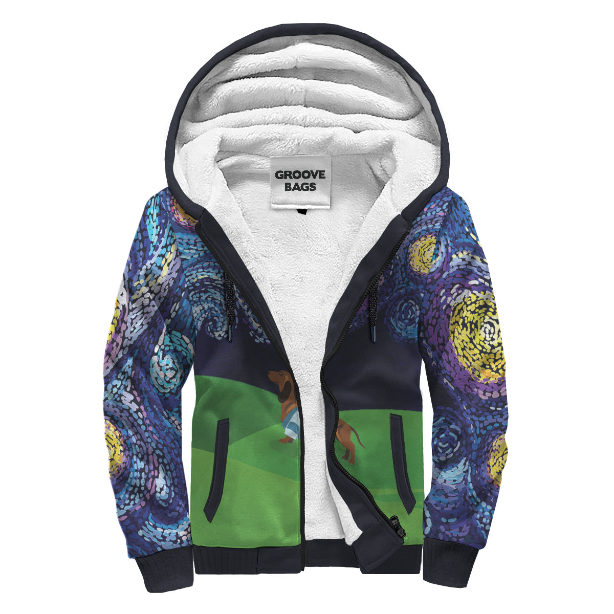 Starry Night Dachshund Sherpa Hoodie