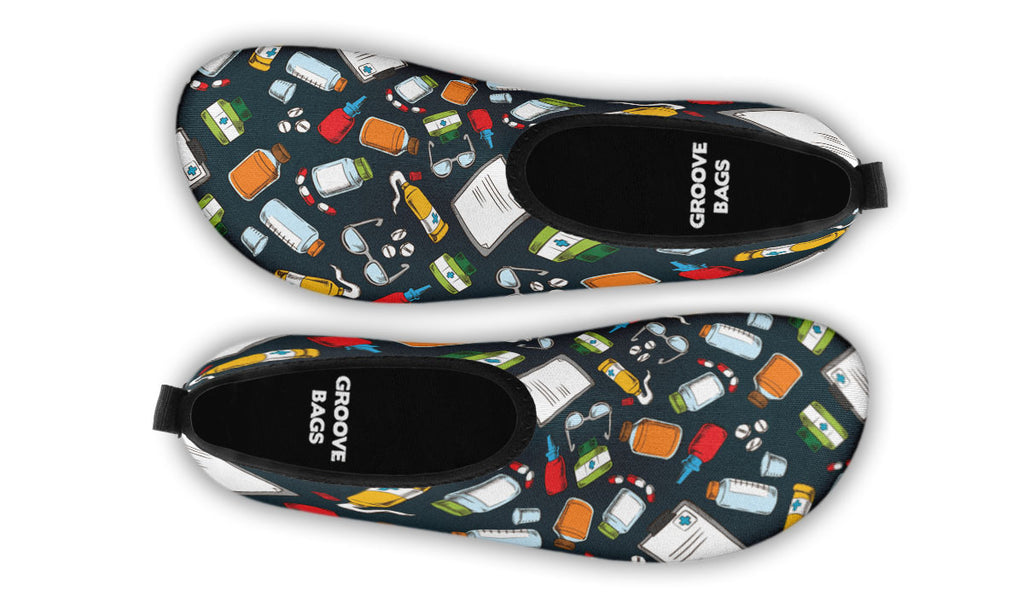 Pharmacist Pattern Aqua Barefoot Shoes – Groove Bags