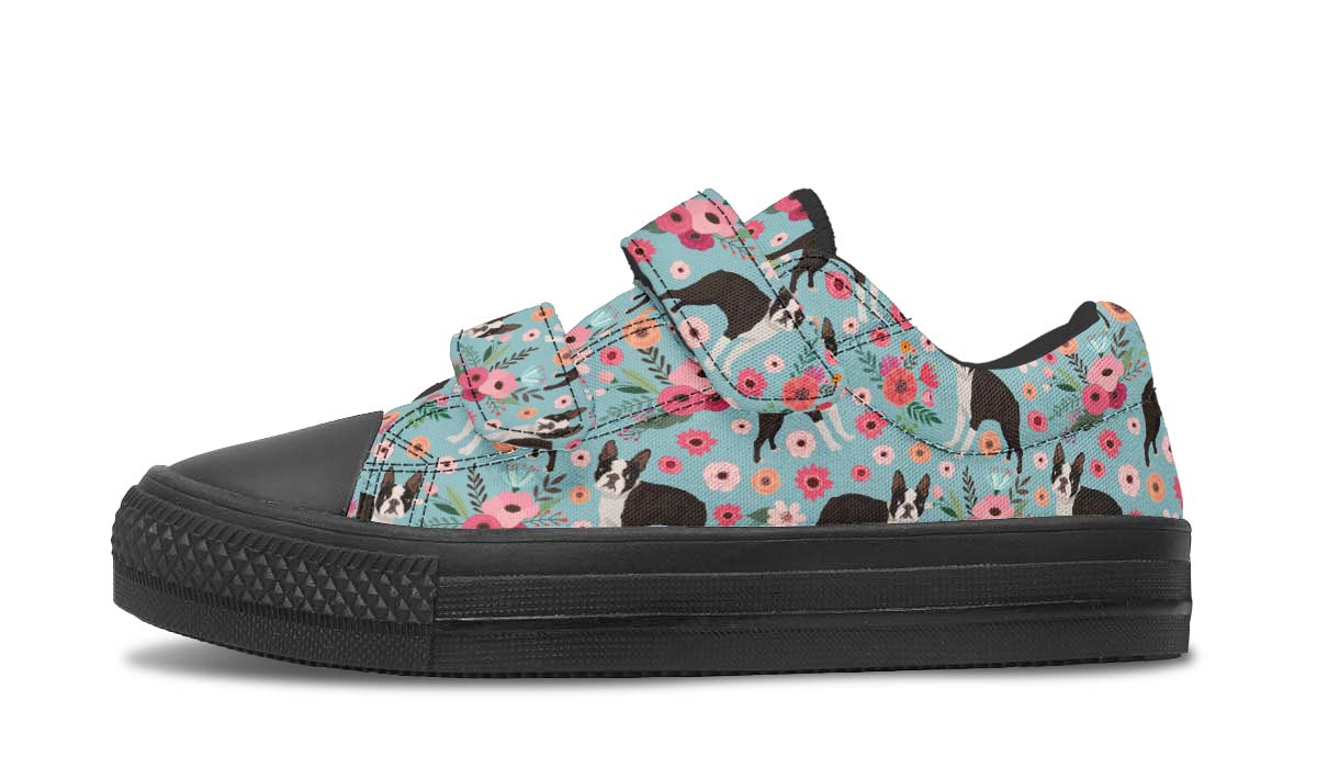 Boston Terrier Flower Kids Lowtops