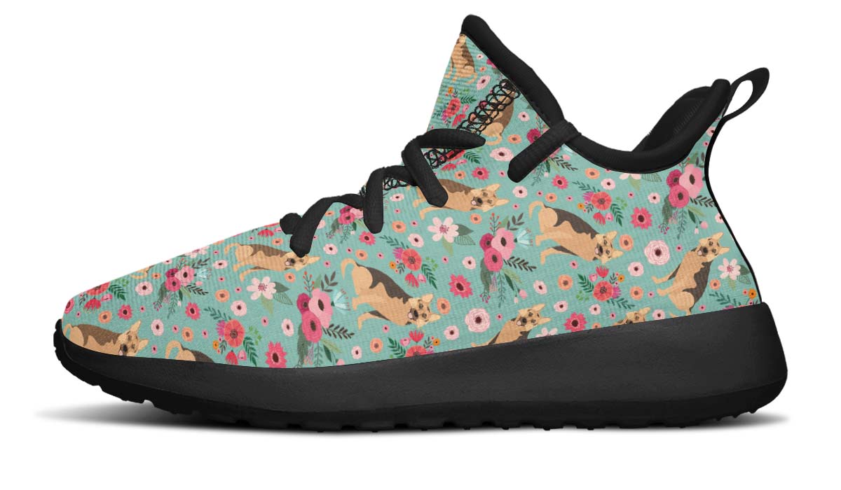 German Shepherd Flower Kids Sneakers