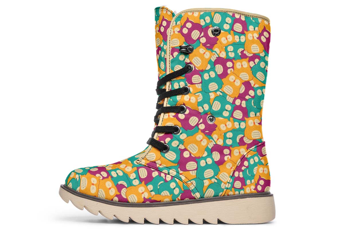 Cute Owl Pattern Polar Vibe Boots