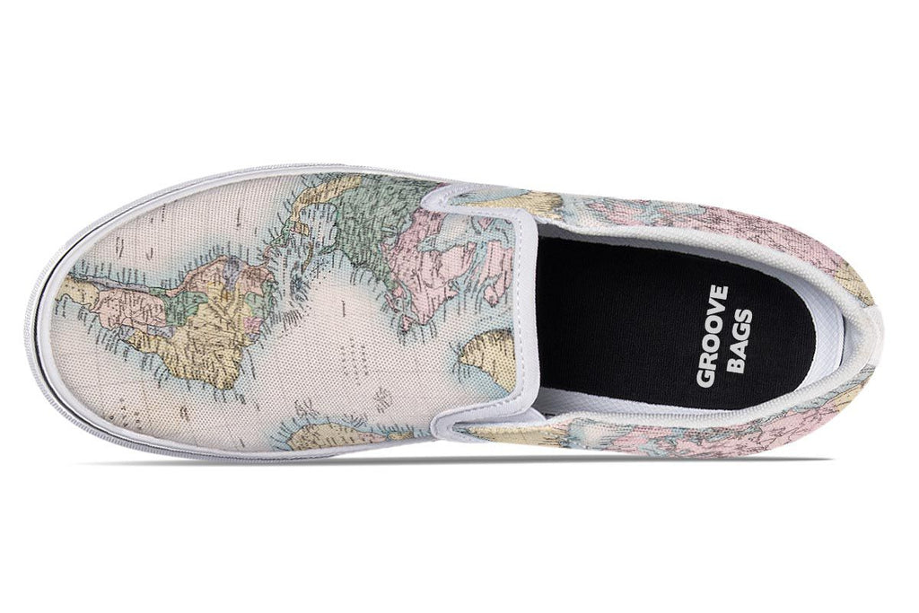 Vintage Geography Globe Slip-On Shoes 
