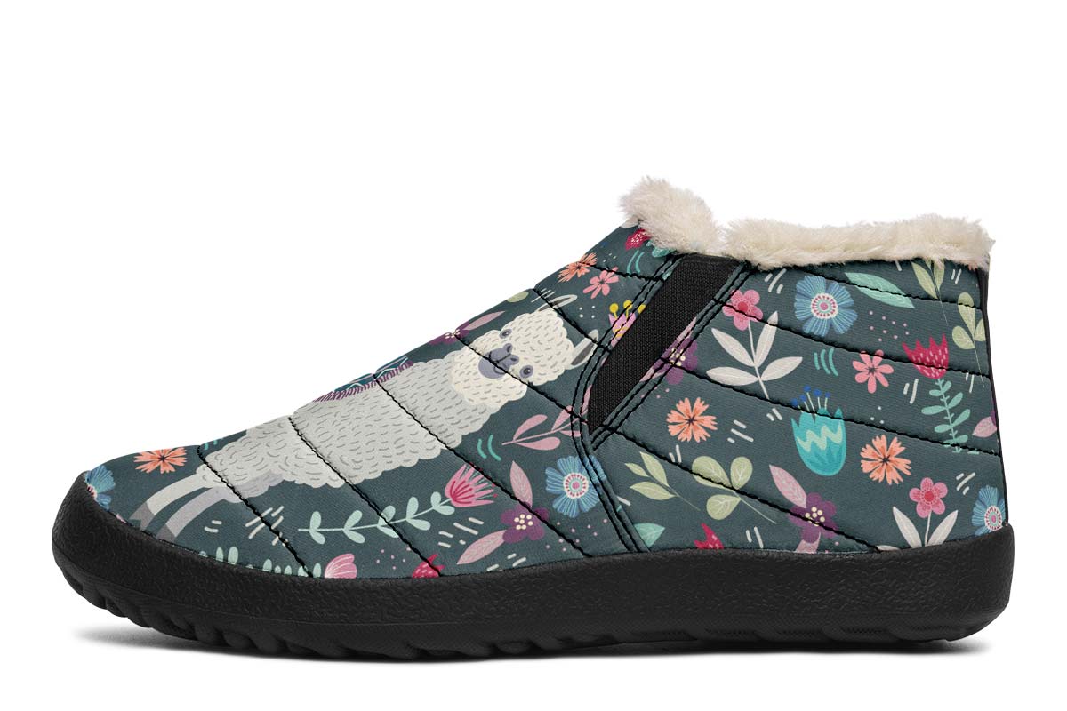 Floral Llama Winter Sneakers