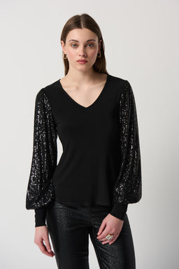 LTS Tall Black Sequin Shirt