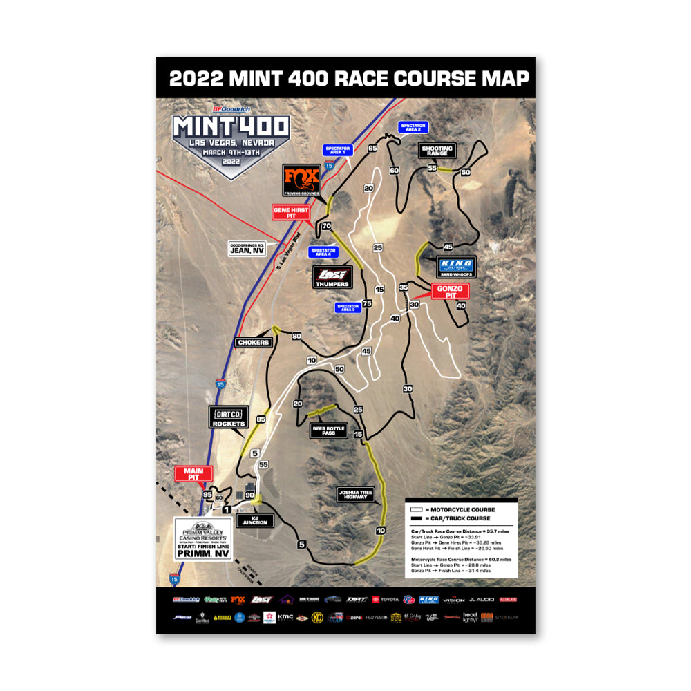 2022 Mint 400 Race Course Map Poster Dirt Co.