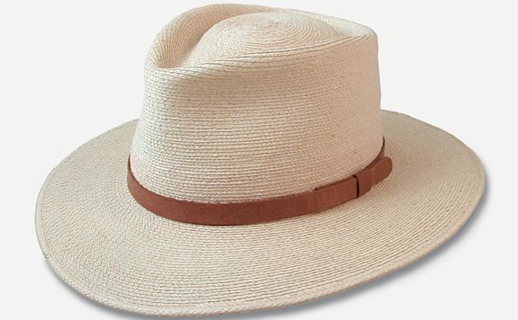 3" Brim Fine Palm Fedora with 5/8" Brown Leather Band