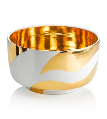 Gold and White Zebra Bowl