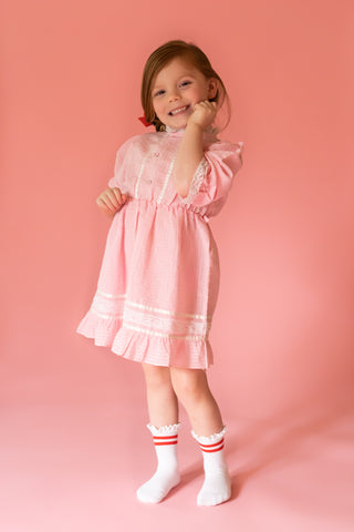 pink vintage dress on little girl