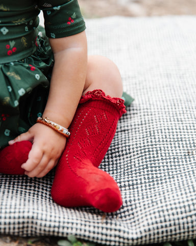 true red fancy midi socks