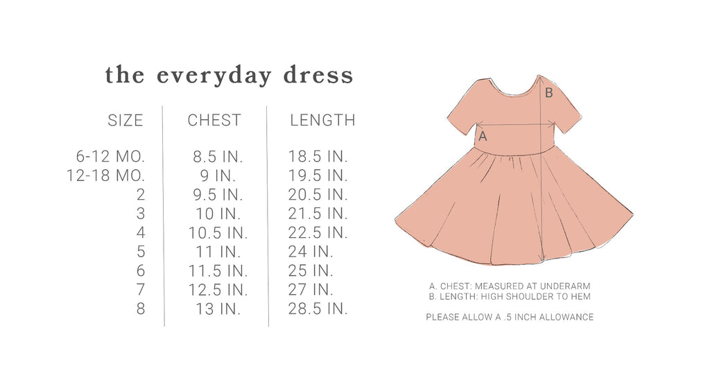 everyday dress style size chart