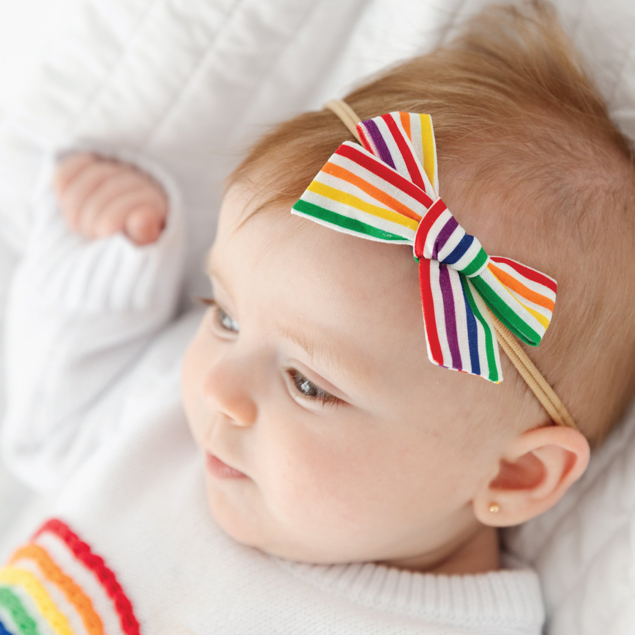 Baby Bow - Rainbow Stripe