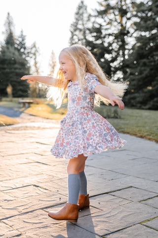 vintage length twirl dress on little girl