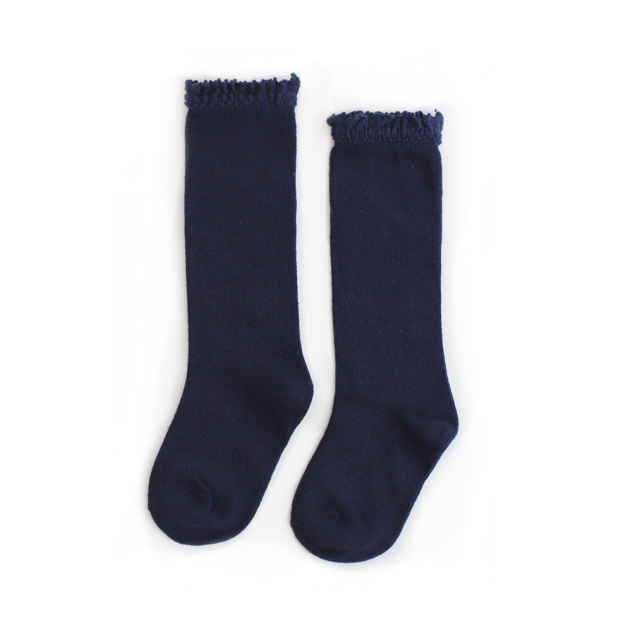 Navy Lace Top Knee High Socks