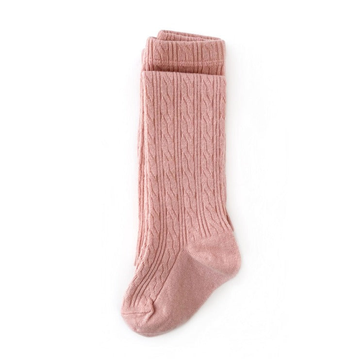 Blush Pink Cable Knit Tights | Little Stocking Company