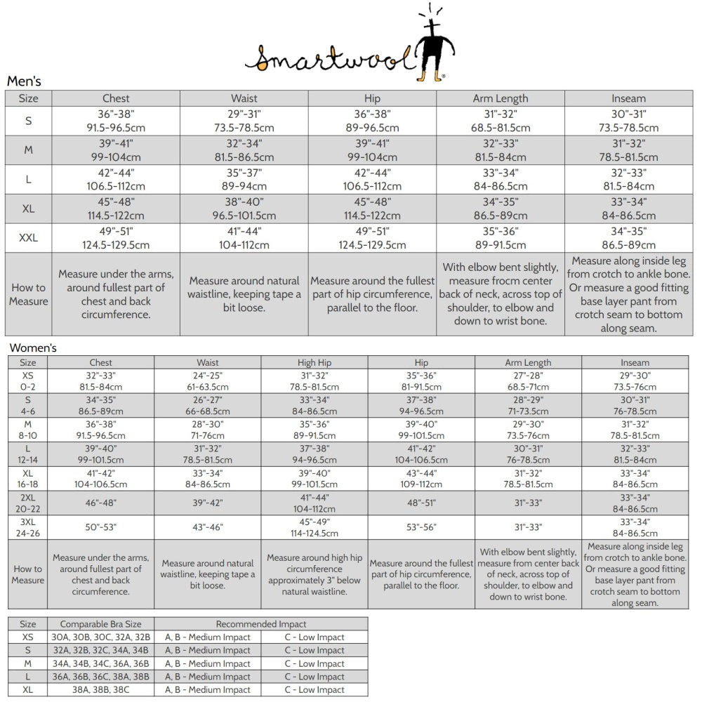 Smartwool Clothing Size Chart