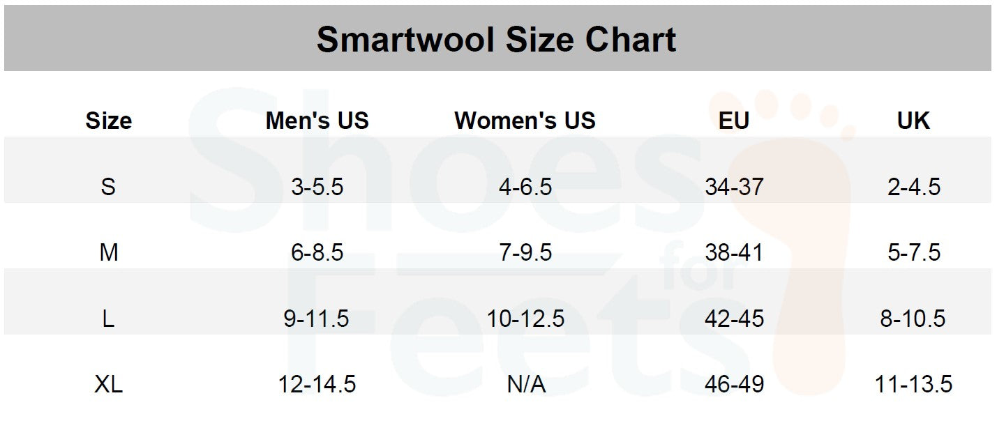 Smart Wool Sock Size Chart