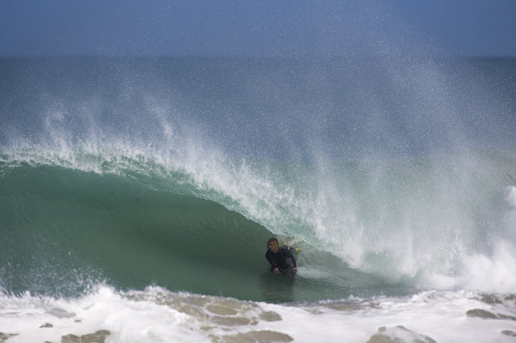 Stealth Bodyboards - Nick Gornall Barrel Ride on the Bearded LAdy model board in South Australia Photo: Josh Tabone