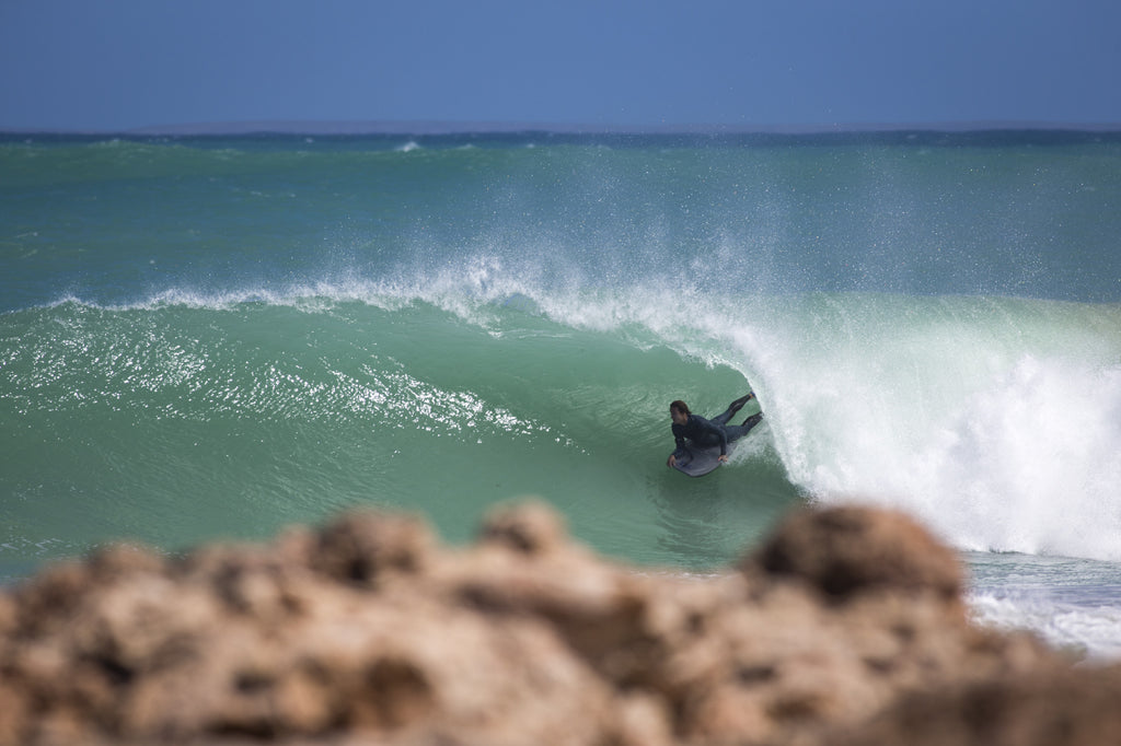 Stealth Bodyboards - George Humphreys Barrel ride on the El Gringo model board in South Australia Photo: Josh Tabone