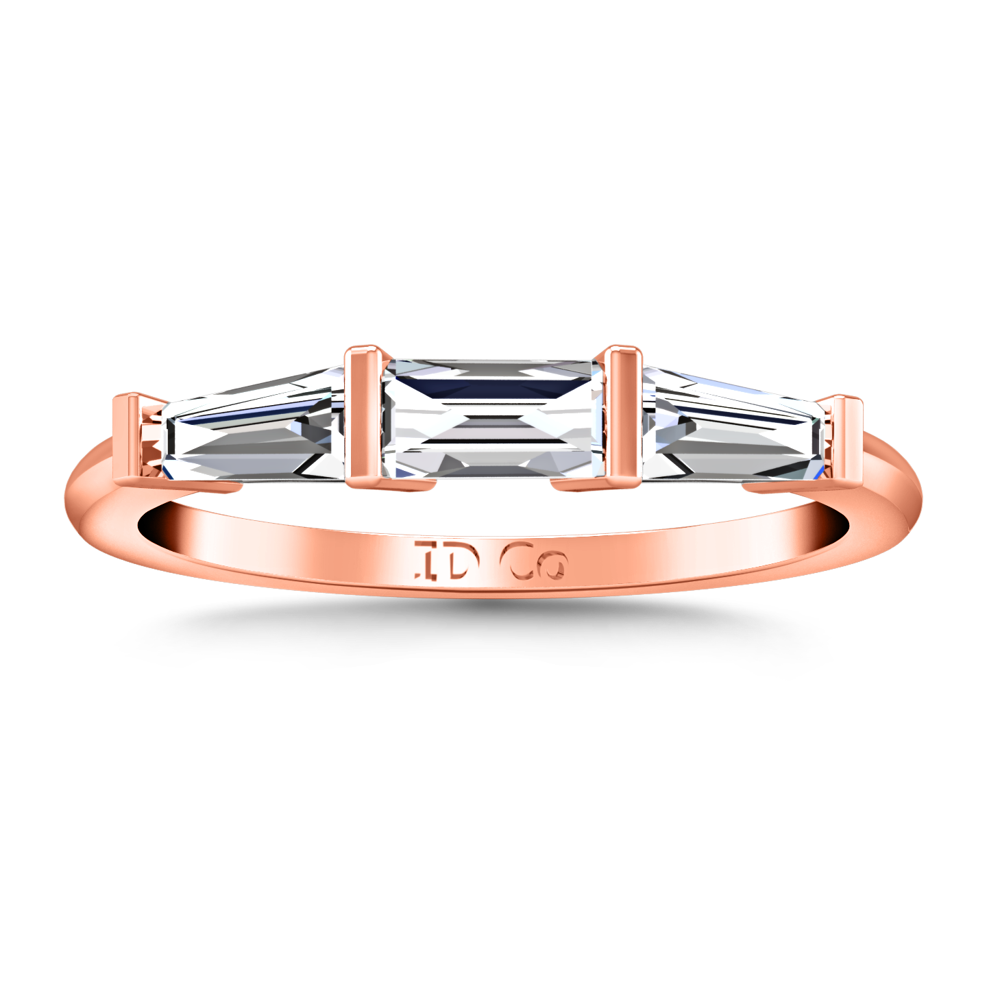 Diamond Wedding Band Prong Channel Set Tappered Baguette 0.38 Cts 14K Rose Gold - Imagine Diamonds product image