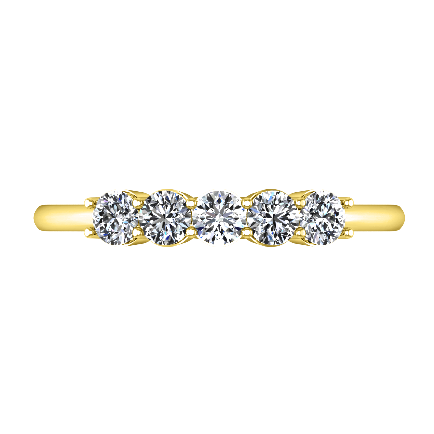 Five Stone Diamond Wedding Band Brighton  0.5 Cts 14K Yellow Gold