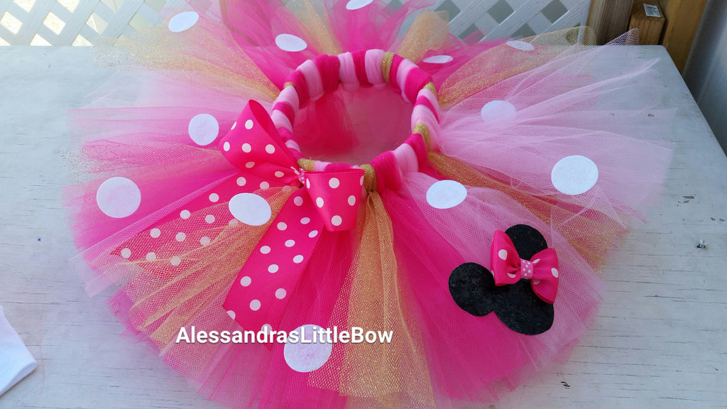 pink and gold minnie mouse tutu