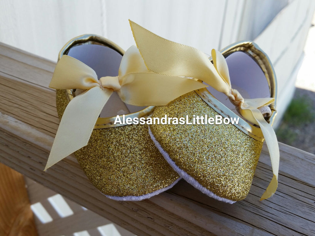 gold glitter baby shoes