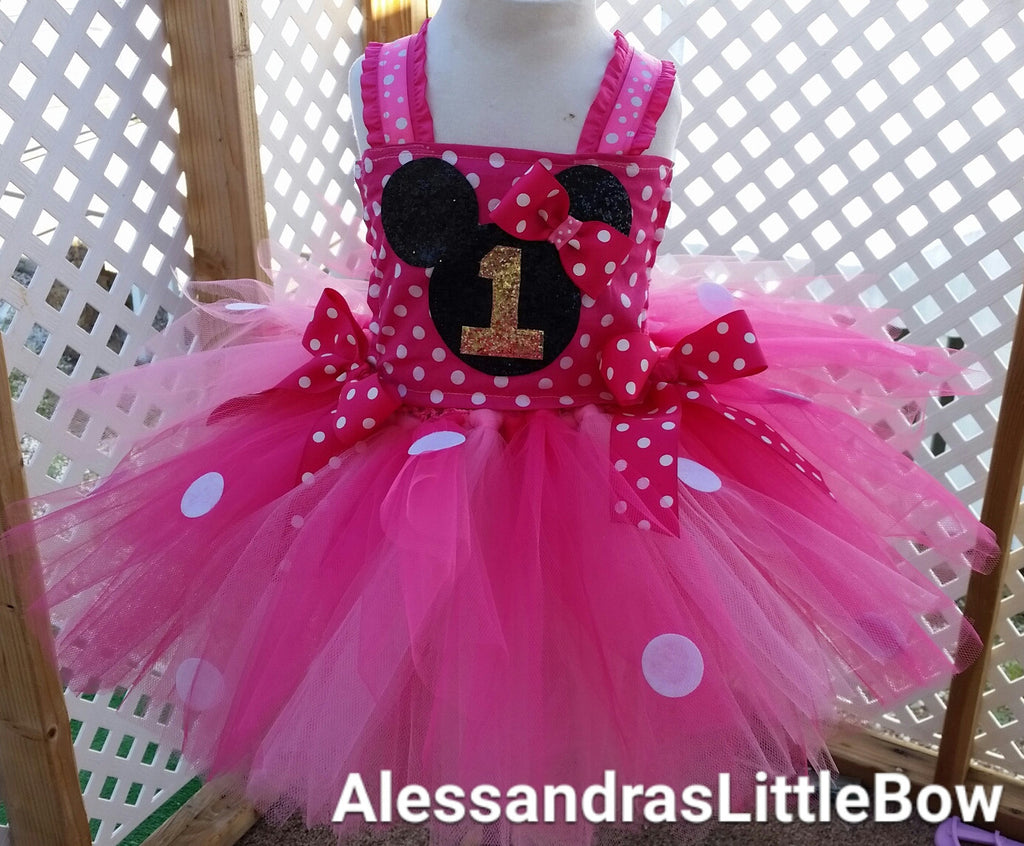 pink and gold minnie mouse tutu dress