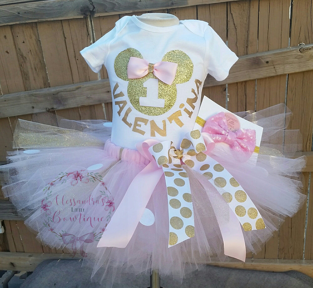 pink and gold minnie mouse tutu