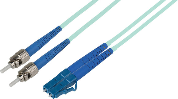 1-Meter 50/125 Fiber Optic Patch Cable Multimode Duplex ST to LC - 10-Gig Aqua