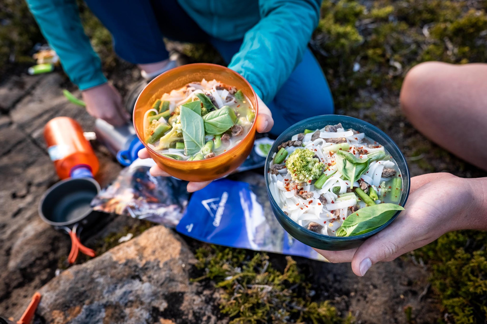 lightweight beef pho using Campers Pantry hiking food ingredients from the pantry range. Unlike dehydrated meals this is way lighter so you wont know you are carrying it. Meal plan this on your next Overland Track trip in Tasmania.