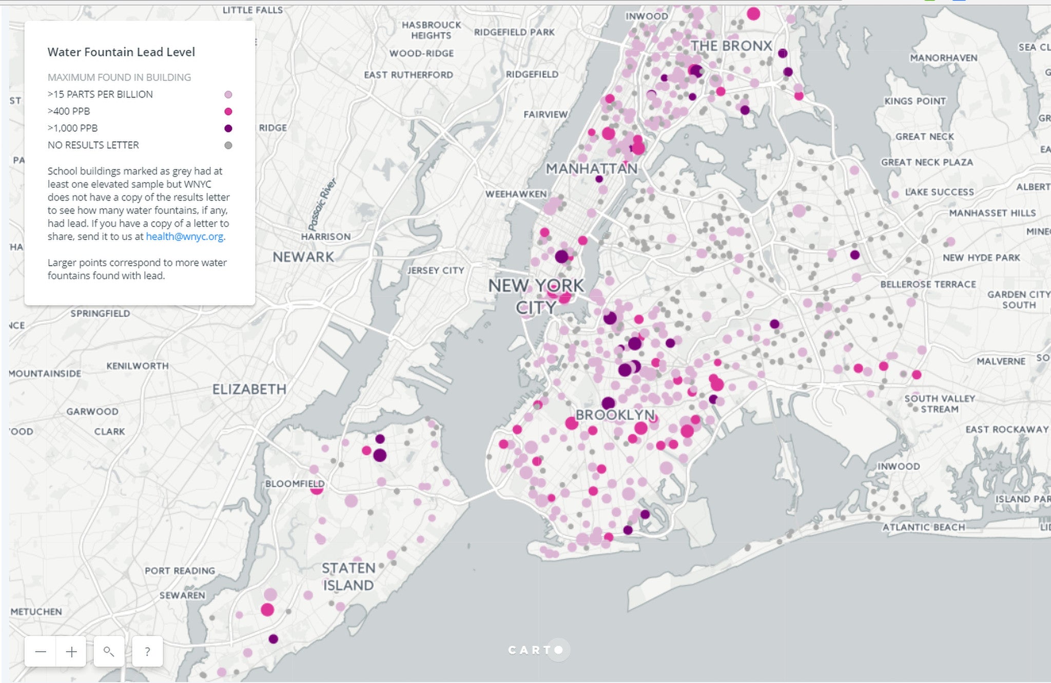 Map of Lead Contamination in NYC School Water Hydroviv