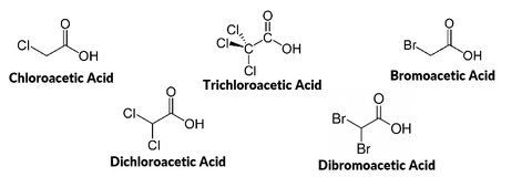Chemical structure of haloacetic acid disinfection byproducts