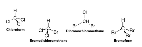Chemical Structures of Trihalomethane disinfection byproducts